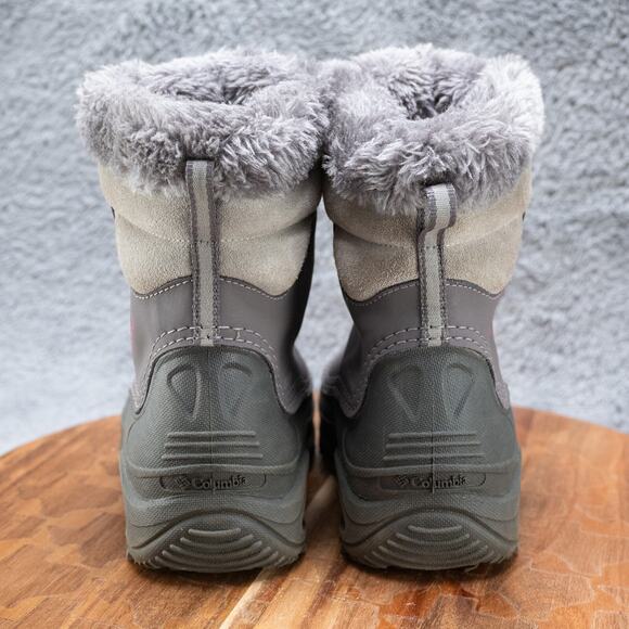 Columbia Youth 4 Bugaboot Gray Shearling Lace Up Waterproof Snow Boots - Picture 4 of 6